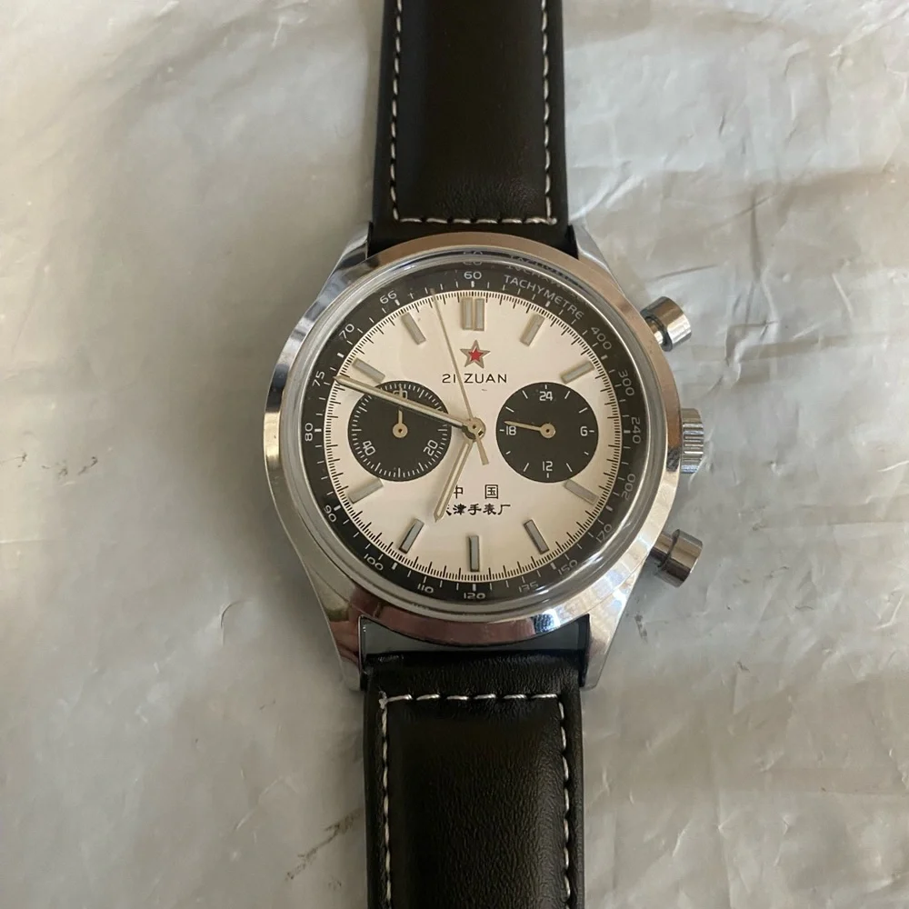 New Classic Black and Silver ZI Zuan Red Star Chronograph Watch